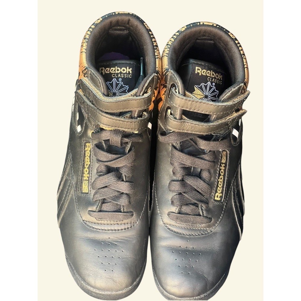 Reebok Freestyle High Top Alicia Keys Deadstock Black Gold Piano Keys Women's 7 - Picture 9 of 12